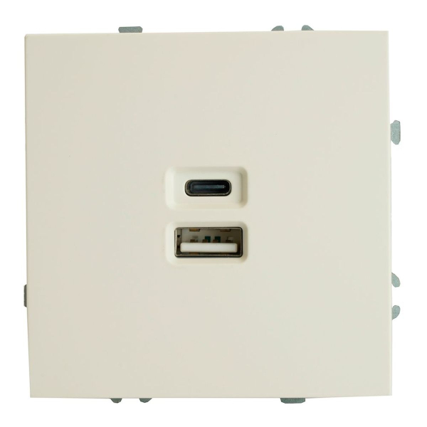 Розетка двухместная USB + Type C Stekker Эмили белый фарфор RST10-5115-01 49879