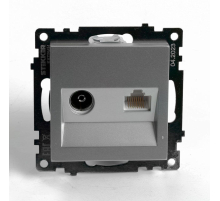 Розетка телевизионная TV + компьютерная RJ-45 Stekker Катрин серебро GLS00-7106-03 49183