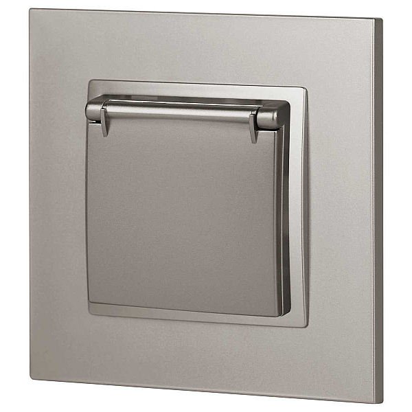 Розетка ЭРА Elegance 14-2103-16 с заземлением 2P+E Schuko со шторками с крышкой 16А-250В титан Б0065811