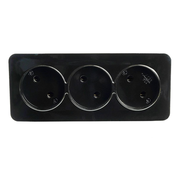 Розетка тройная 2P Stekker София черный MST10-13-02 49317