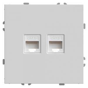 Розетка компьютерная 2-местная RJ-45 (механизм), STEKKER,  серия Эмили, RST00-5111-01, белый фарфор, soft touch 49874