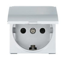 Розетка LK Studio с з/к, шторками и крышкой (серебристый металлик) LK45 851503-1