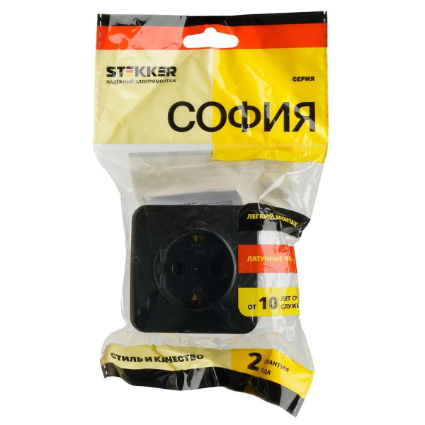 Розетка 2P+PE Stekker София черный матовый MST16-11-05 49494