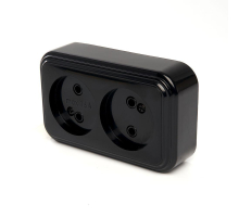 Розетка двойная 2P Stekker Брест черный PST16-30-20 39694