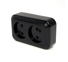 Розетка двойная 2P Stekker Брест черный PST16-30-20 39694