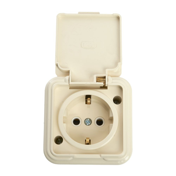 Розетка 2P+PE Stekker Брест с крышкой слоновая кость PST16-21-44 49058