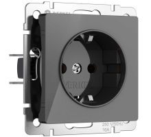 Розетка с заземлением, шторками Werkel графит акрил W1171144 4690389197512