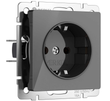 Розетка с заземлением, шторками Werkel графит акрил W1171144 4690389197512