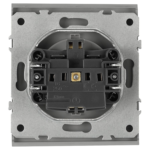 Розетка ЭРА Arktik 16-2103-03 с заземлением 2P+E Schuko со шторками с крышкой 16А-250В алюминий Б0070436
