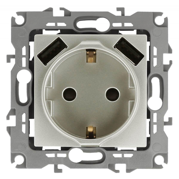 Розетка ЭРА Intro Solo Schuko P+E 16A 250V со шторками 2хUSB перламутр 12-4109-15 Б0047849 Розетка ЭРА Intro Solo Schuko P+E 16A 250V со шторками 2хUSB перламутр 12-4109-15 Б0047849