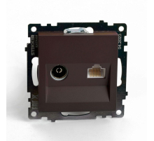 Розетка телевизионная TV + компьютерная RJ-45 Stekker Катрин шоколад GLS00-7106-04 49185
