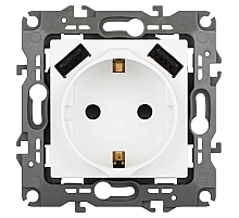 Розетка ЭРА Серия 12 12-4109-01М 2P+E 16A-250В штор. с 2xUSB 5В-3А белый матовый Б0065728
