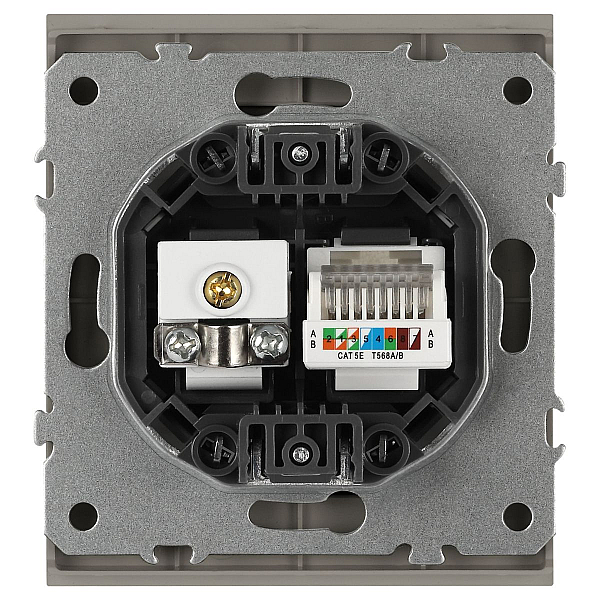 Розетка ЭРА Arktik 16-3110-07 комбинированная RJ45+TV титан Б0070500