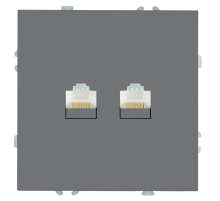 Розетка компьютерная 2-местная RJ-45 (механизм), STEKKER, серия Эмили, RST00-5111-10, платиново-серый, soft touch 49952