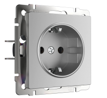 Розетка с заземлением, безвинтовой зажим Werkel серебряный W1171306 4690389156441