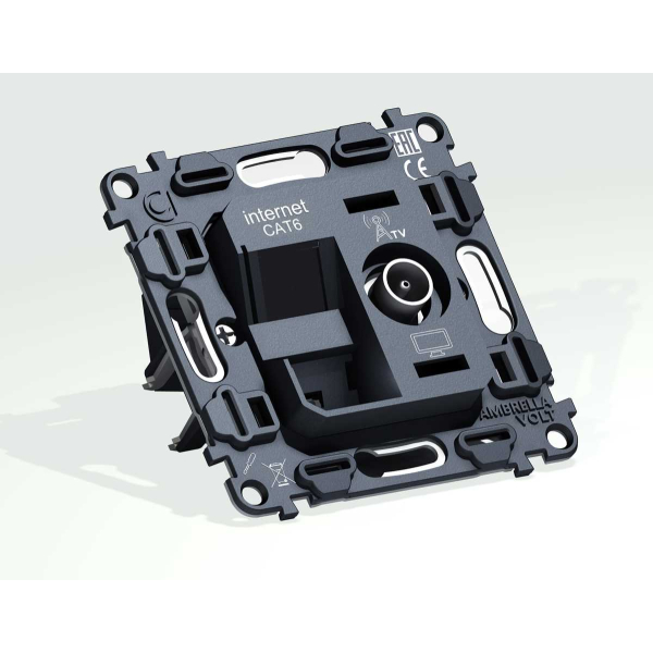 Механизм розетки компьютерной + TV оконечной RJ-45 (8P8C) AMBRELLA VOLT VM VM195
