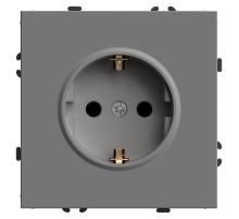 Розетка 1-местная с защитной шторкой с/з (механизм), STEKKER, 250В, 16А, серия Эмили, RST16-5110-10, платиново-серый, soft touch 49958