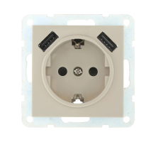 Розетка LK Studio с з/к + 2хUSB разъема, 2А (бежевый) LK60 868001-1