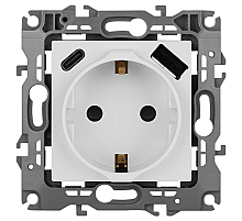 Розетка ЭРА Серия 12 12-4108-01 2P+E 16A-250В со шторками с USB type-A+C 5В-3А белый Б0067752