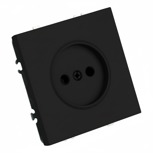 Розетка 1-местная с защитной шторкой (механизм), STEKKER,  б/з, 250В, 16А, серия Эмили, RST16-5109-05, черный уголь, soft touch 49850