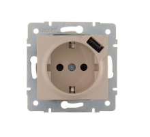 Розетка с зазем. + USB-разъём Lezard Karina кремовая 707-0388-181