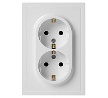 Розетка ЭРА Galaxy 15-2105-01 с заземлением двойная 2X2P+E Schuko со шторками IP20 16А-250В белый Б0070697
