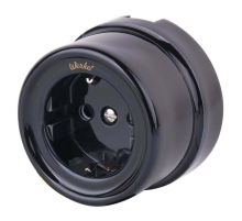 Розетка с заземлением Werkel Ретро черный W5671008 4690389166808