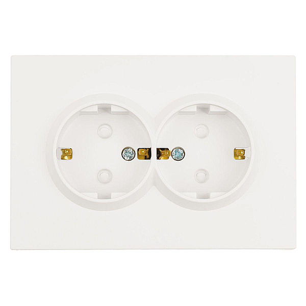 Розетка 2-местная с з/ш с/з СЗК Stekker 250В 16А Эмили RST16-5114-01ZK белый фарфор soft touch 50236