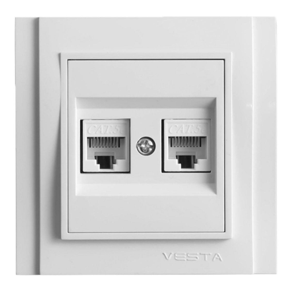 Розетка 2xLAN Vesta-Electric Verona белый FRZCW020102BEL Розетка 2xLAN Vesta-Electric Verona белый FRZCW020102BEL