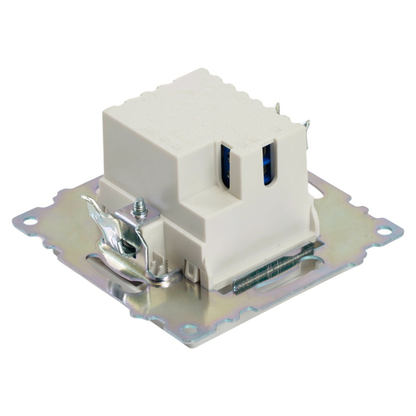 Розетка USB 2-местная + type C (механизм), STEKKER GLS10-7116-01, 250В, 3А, max 20W, серия Катрин, белый 50051