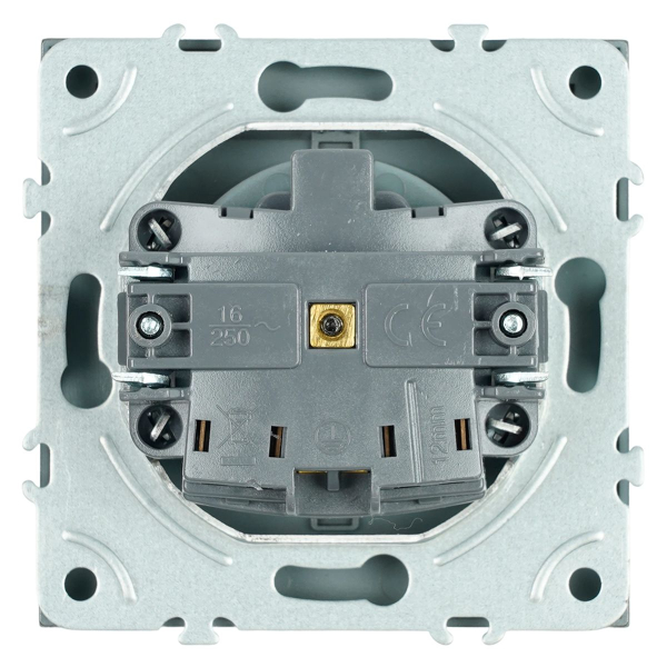 Розетка 1-местная с крышкой с защ. штор, Stekker, с/з, IP42, 250В, 16А Эмили, RST16-5112-09, антрацит, soft touch 49933