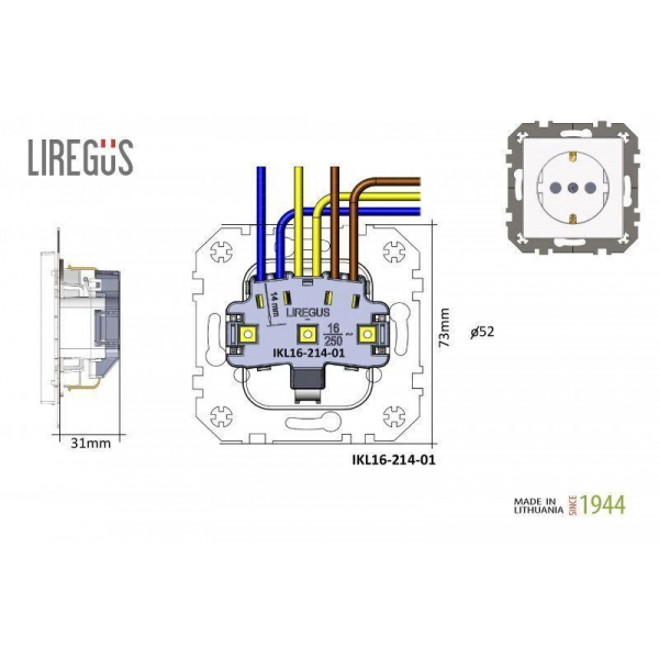 Розетка 2P Liregus Retro со шторками черный матовый 29-225 Розетка 2P Liregus Retro со шторками черный матовый 29-225