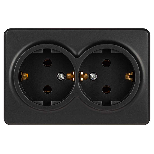 Розетка ЭРА Эксперт 11-2205-05 двойная с заземлением 2х2P+E Schuko IP20 16A-250В ОУ антрацит Б0063047