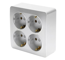 Розетка 4-местная 2P+PE Stekker София серебро MST16-14S-03 49334