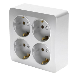 Розетка 4-местная 2P+PE Stekker София серебро MST16-14S-03 49334