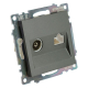 Розетка телевизионная TV + компьютерная RJ-45 Stekker Катрин графит GLS00-7106-06 49417