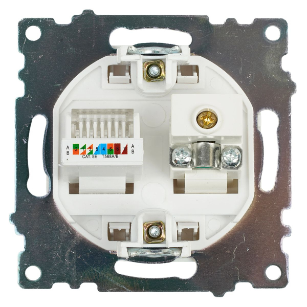 Розетка телевизионная TV + компьютерная RJ-45 Stekker Катрин GLS00-7106-01 белая 49181