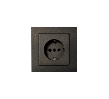 Розетка 2P+E Liregus Epsilon со шторками антрацит 28-1067