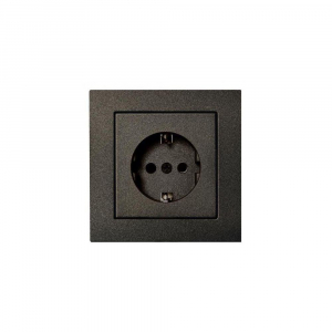 Розетка 2P+E Liregus Epsilon со шторками антрацит 28-1067