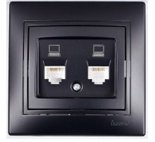 Розетка 2-ая компьютерная Lezard Mira черная 701-4242-141