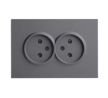 Розетка 2-местная с защитной шторкой, STEKKER, б/з, 250В, 16А, серия Эмили, RST16-5116-10 , платиново-серый, soft touch 49955