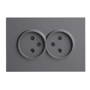 Розетка 2-местная с защитной шторкой, STEKKER, б/з, 250В, 16А, серия Эмили, RST16-5116-10 , платиново-серый, soft touch 49955