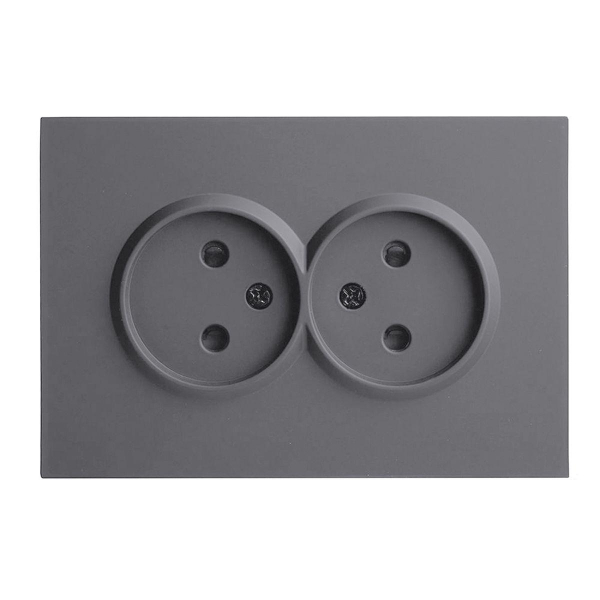 Розетка 2-местная с защитной шторкой, STEKKER, б/з, 250В, 16А, серия Эмили, RST16-5116-10 , платиново-серый, soft touch 49955