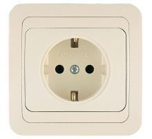 Розетка Makel 1-м СП Mimoza с заземл. крем. /крем. 25028 бакелит