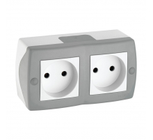 Розетка 2К двойная Mono Electric Octans IP20 16A 250V винтовое подключение бело-серый 104-020006-121