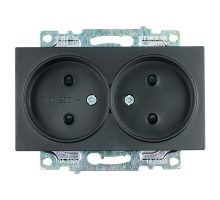 Розетка двойная 2P Stekker Катрин со шторками черный GLS10-7113-05 39611