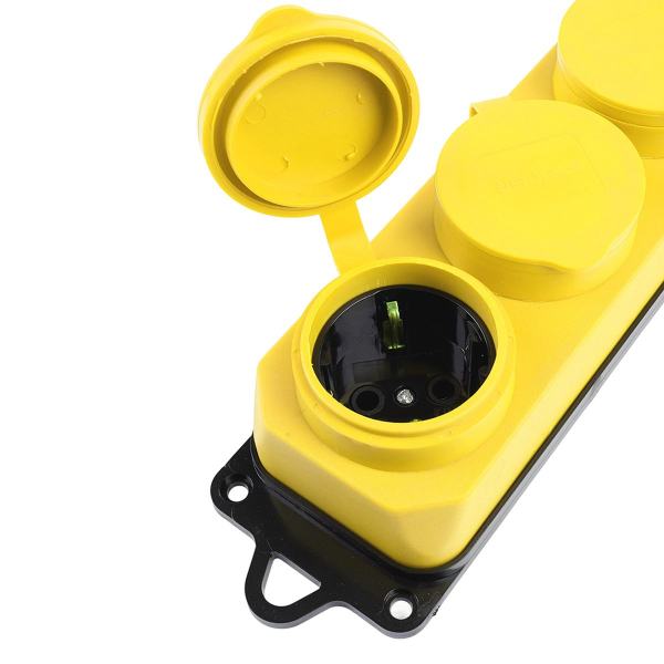 Розетка переносная тройная 2P+PE Stekker Одри с крышкой желтый RST16-23-44-6 49407