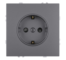 Розетка 1-местная с з/ш, с/з (механизм), СЗК, Stekker, 250В, 16А Эмили, RST16-5110-10ZK, платиново-серый, soft touch 50243
