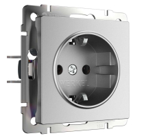 Розетка Werkel с заземлением и шторками серебряный матовый W1171165 4690389195587