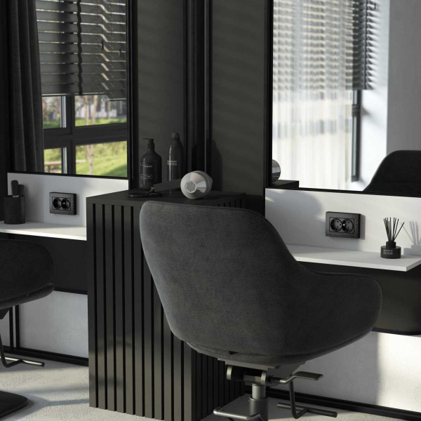 Розетка Werkel Hammer двойная с заземлением черный W1272008 4690389162961